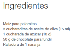 ingredientes chocolate